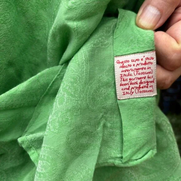 ALESSANDRO GHERARDESCHI Dress Shirt XL Green woven in paisley design long sleeve - Picture 4 of 10